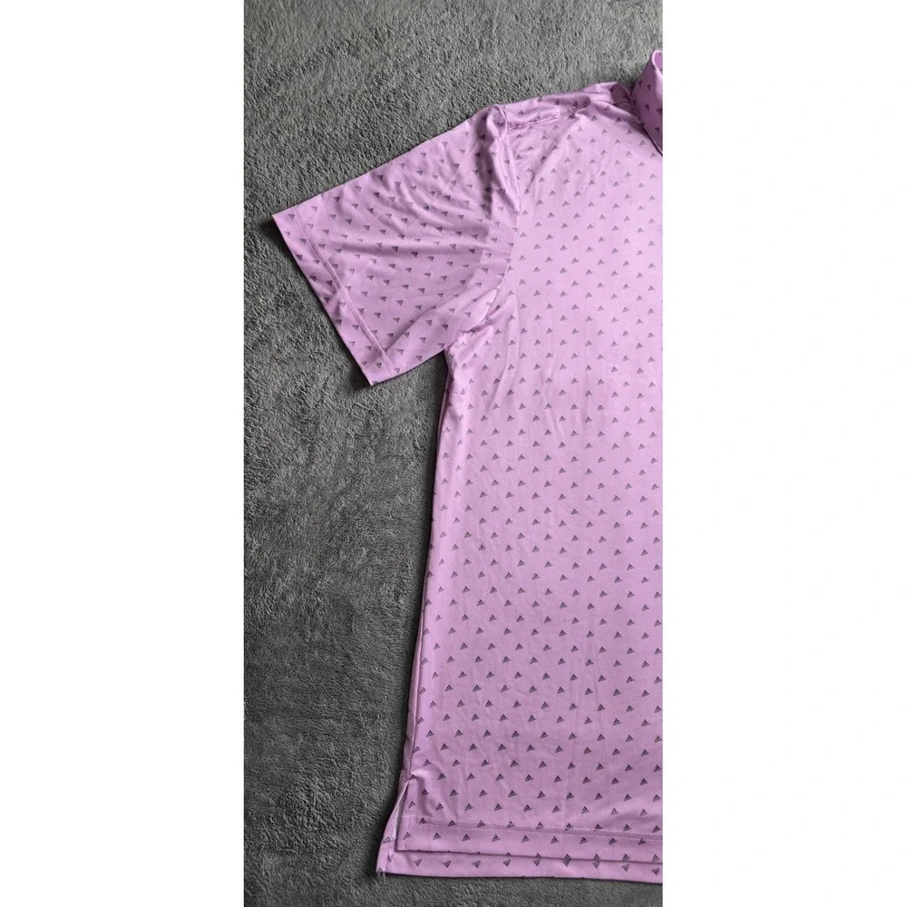 Adidas Adi-Print Bliss Golf Polo Shirt Mens Large Lilac AOP Short Sleeve